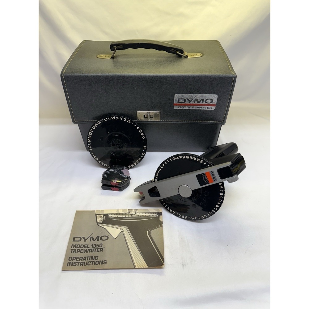 DYMO Model 1350 Tapewriter with Tape/Manual and Original Case **Read** VTG